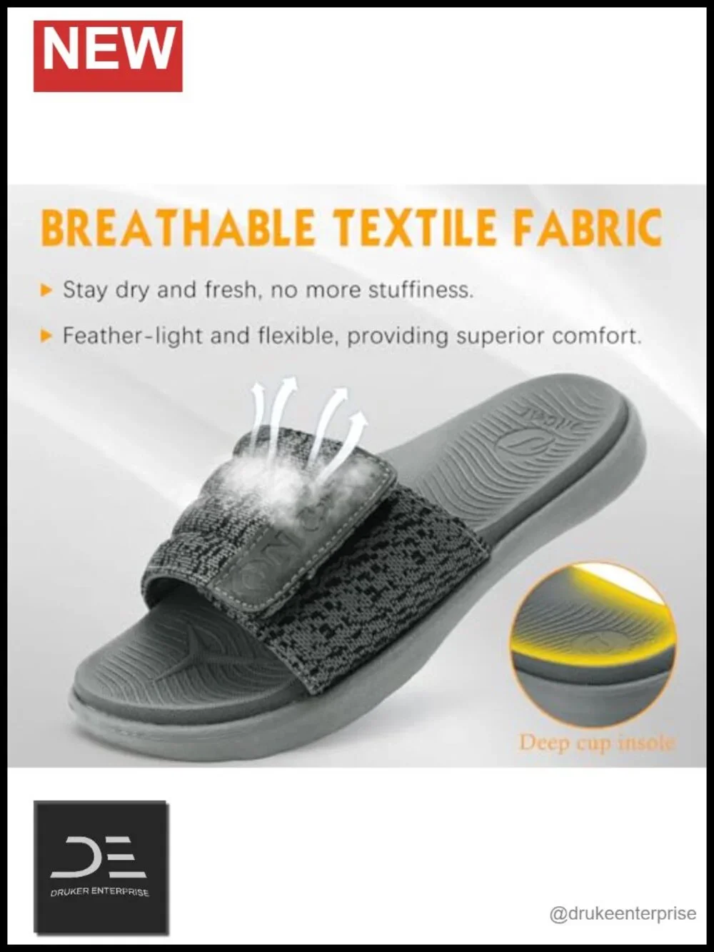 Mens Arch Support Sport Slides Adjustable Straps Orthotic Cushioned Rubber Soles